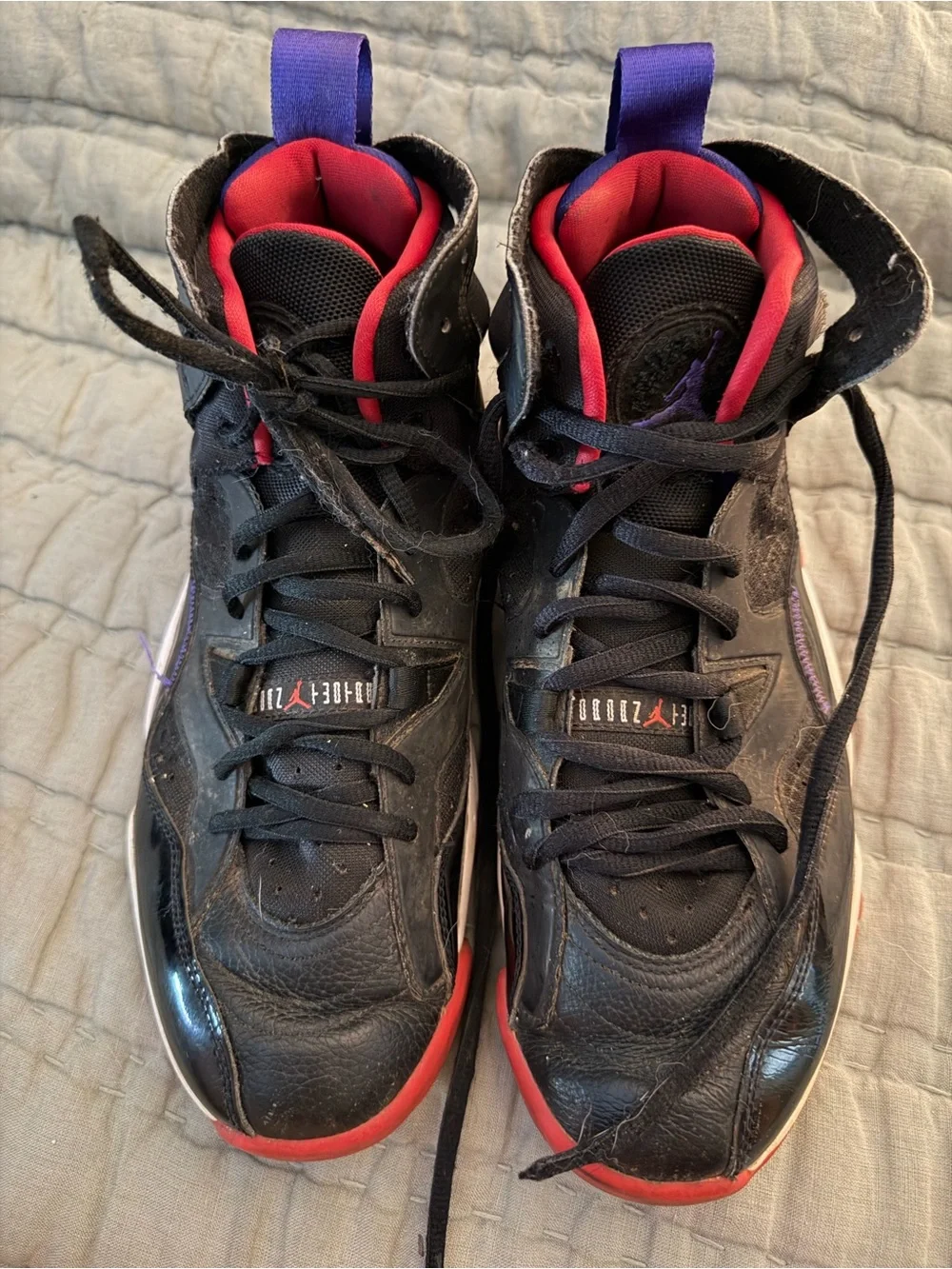 Jordan High-Top Basketball Sneakers in Black, Purple, Red